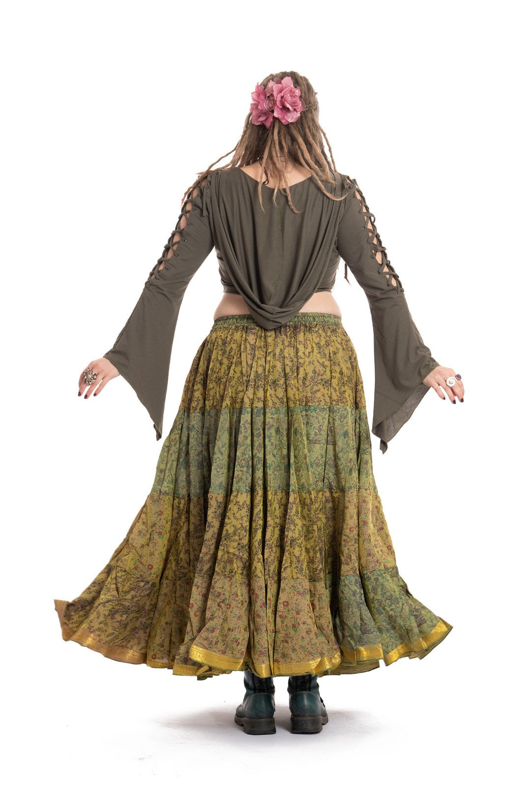 Long Upcycled Belly Dance Ats Skirt