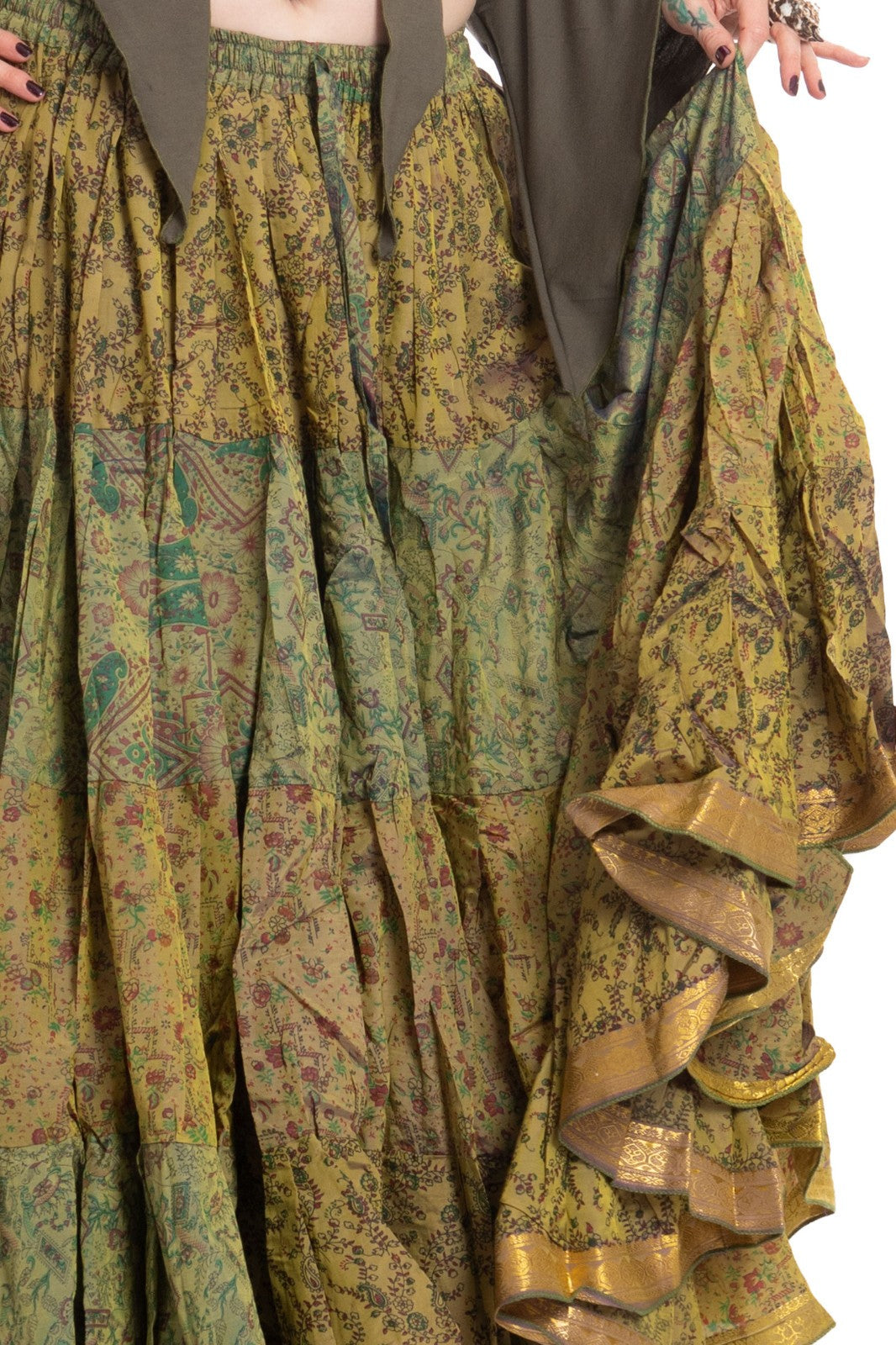 Long Upcycled Belly Dance Ats Skirt