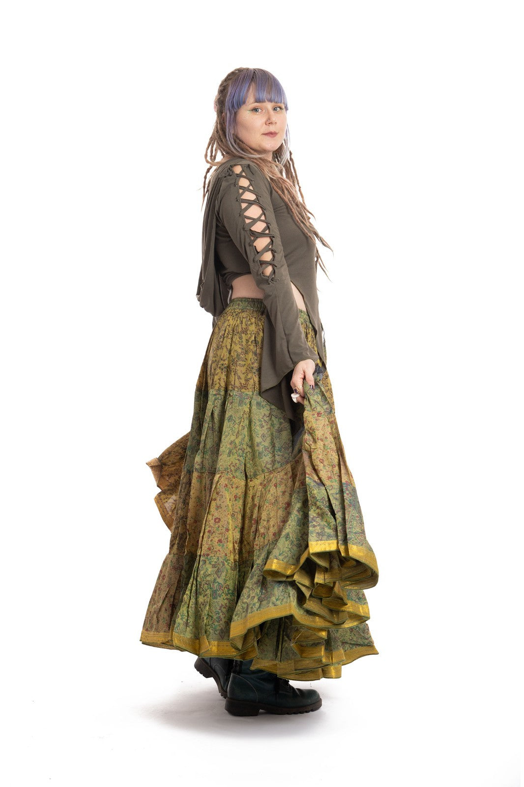 Long Upcycled Belly Dance Ats Skirt