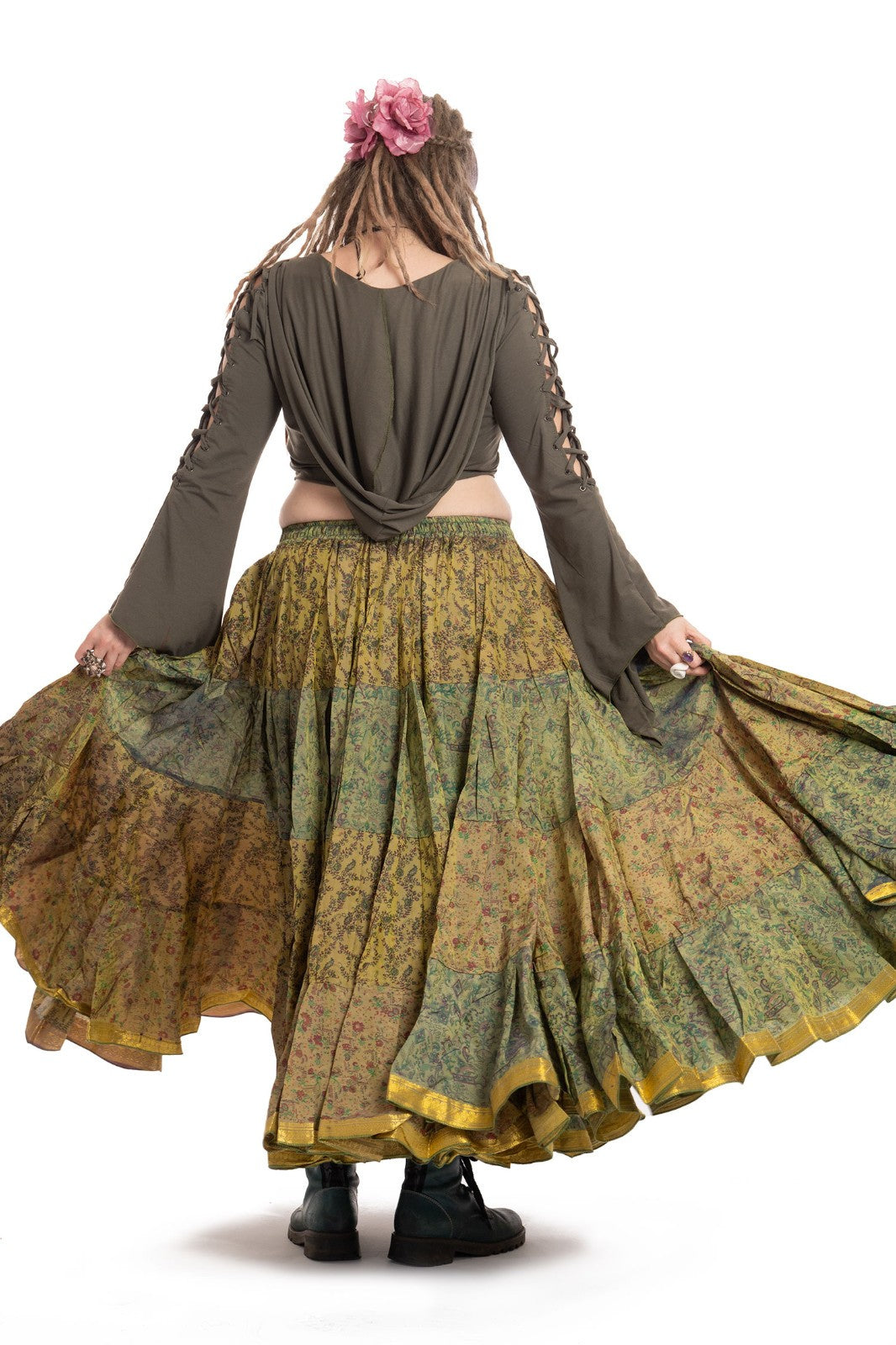 Long Upcycled Belly Dance Ats Skirt