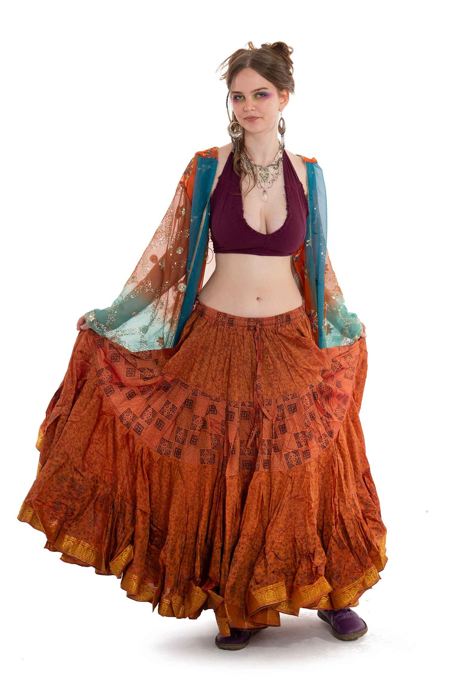 Long Upcycled Belly Dance ATS Skirt