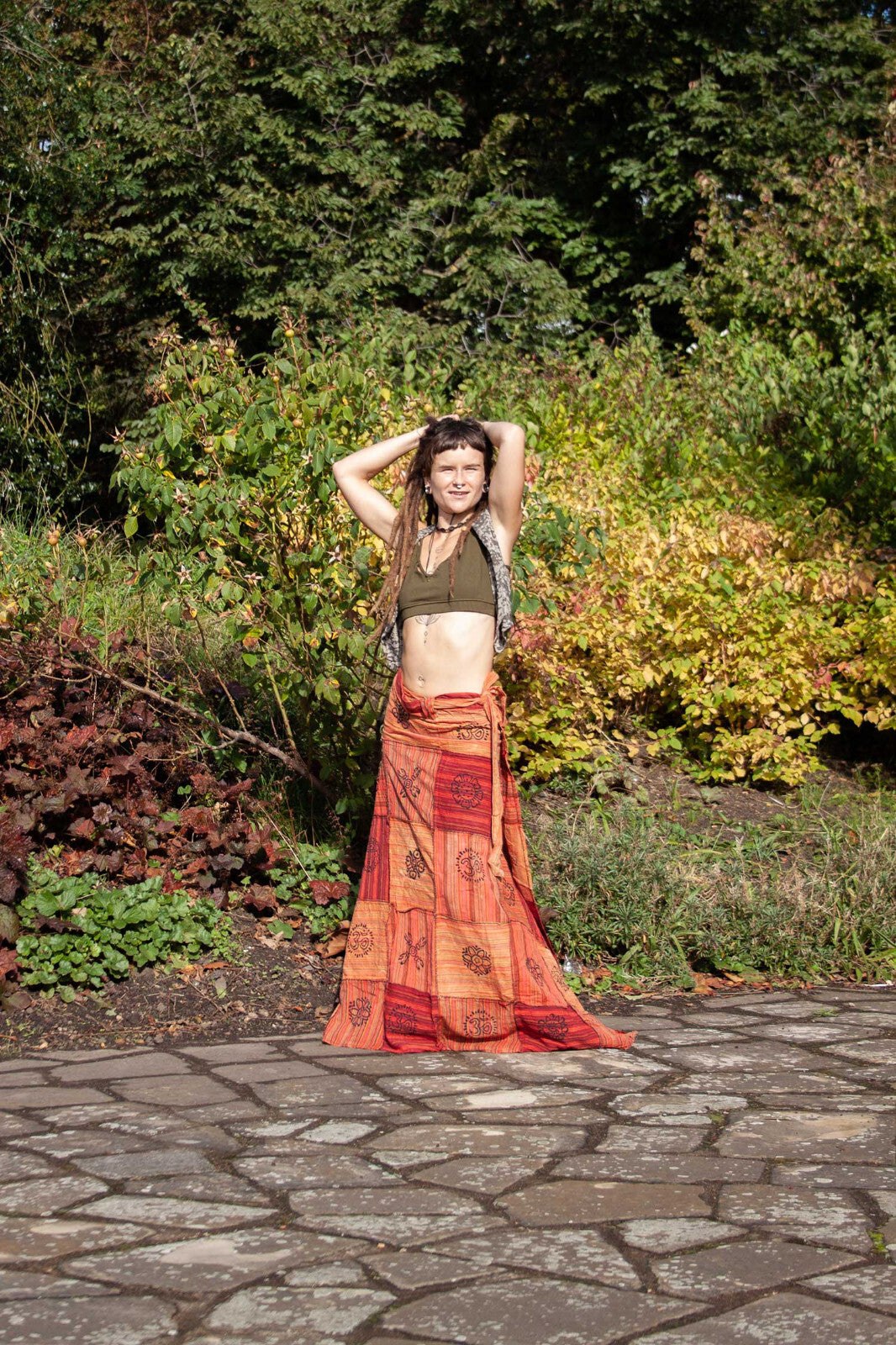 Long Earthy Patchwork Skirt