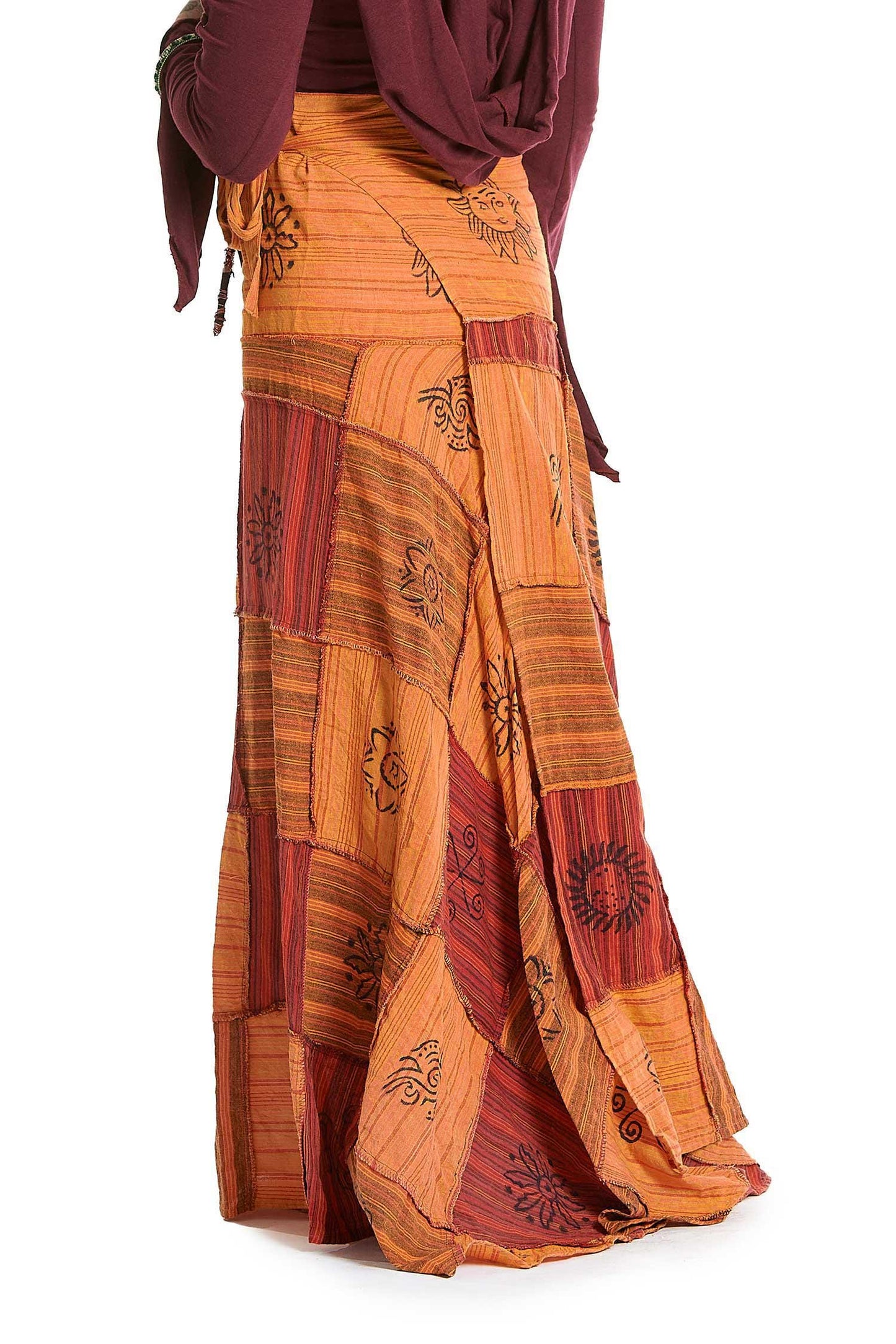 Long Earthy Patchwork Skirt