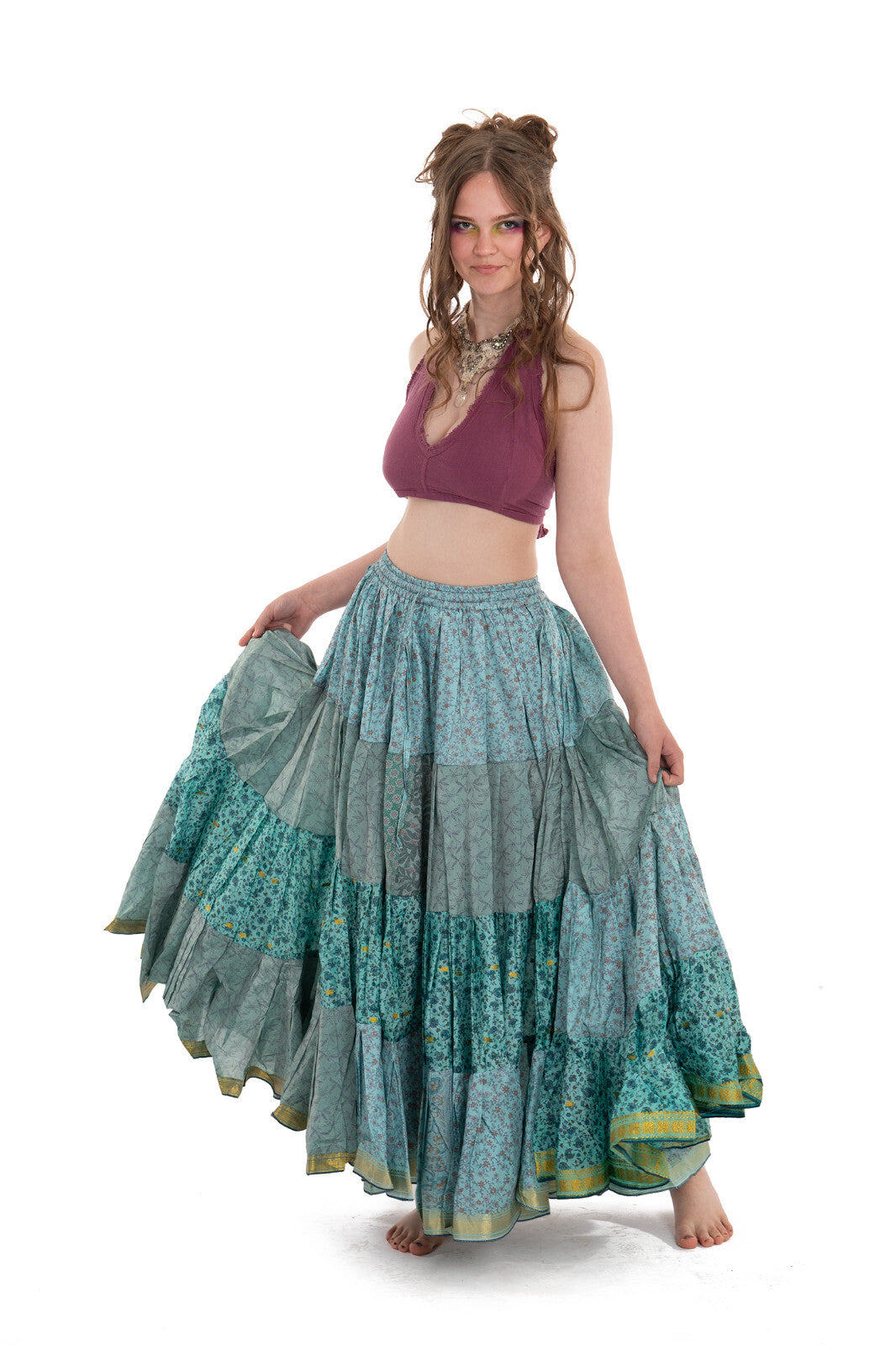 Long Upcycled Belly Dance Ats Skirt