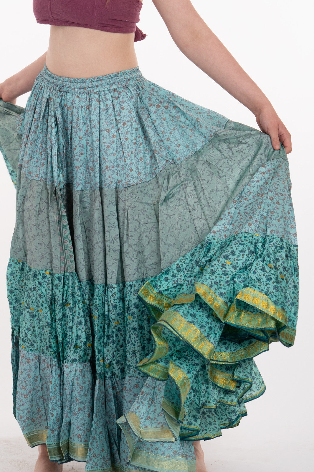 Long Upcycled Belly Dance Ats Skirt
