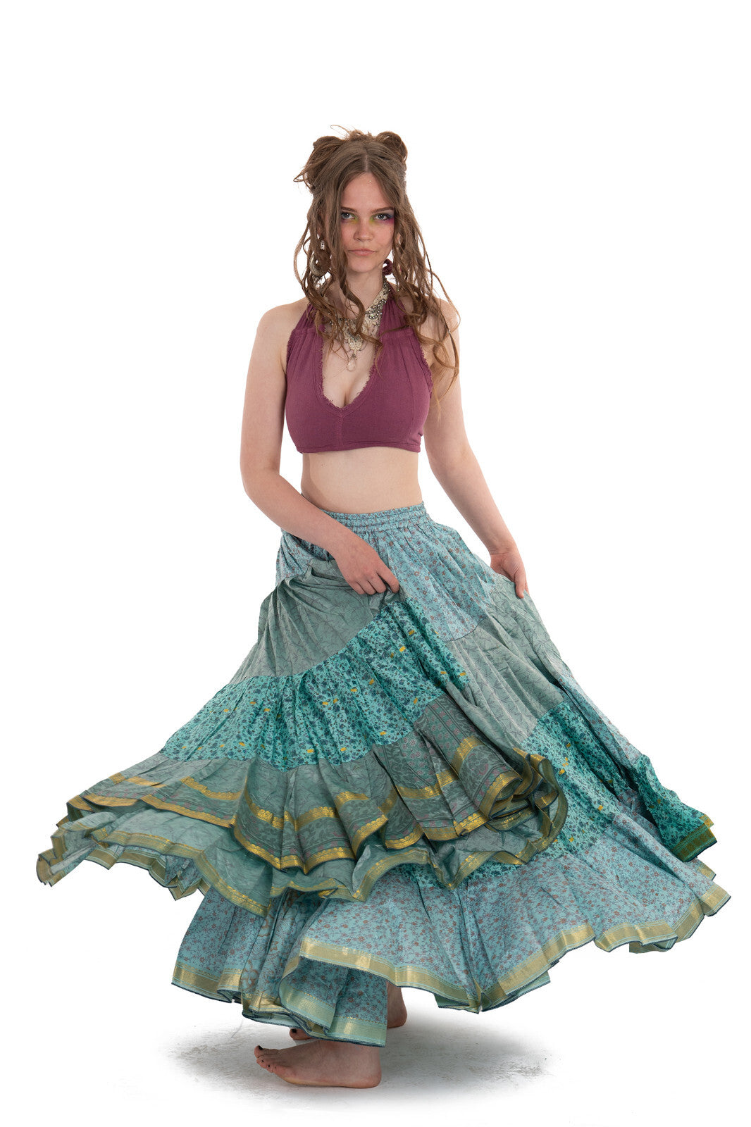 Long Upcycled Belly Dance Ats Skirt