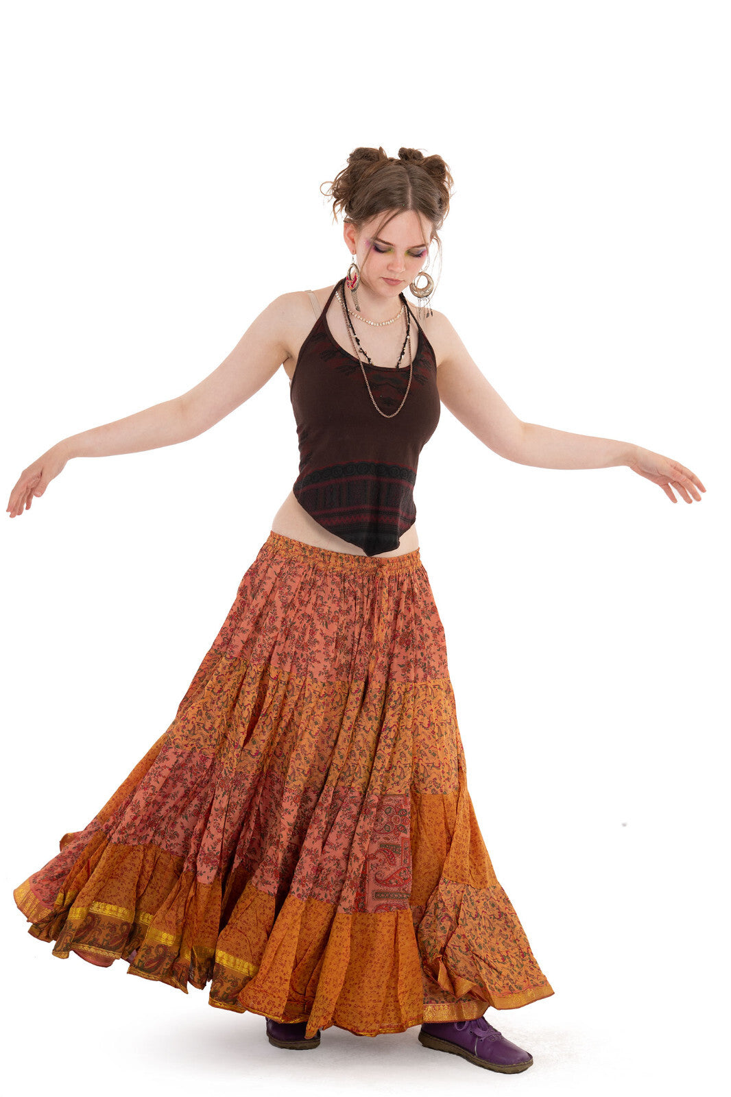 Long Upcycled Belly Dance Ats Skirt