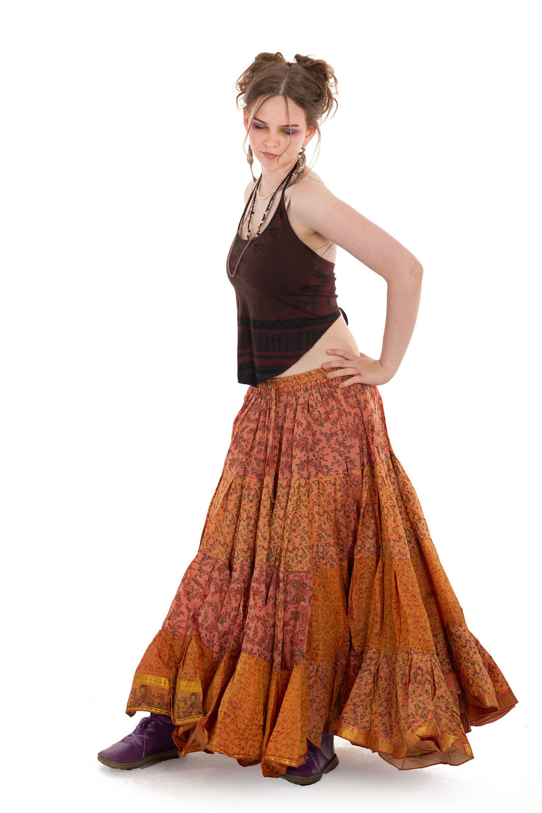 Long Upcycled Belly Dance Ats Skirt