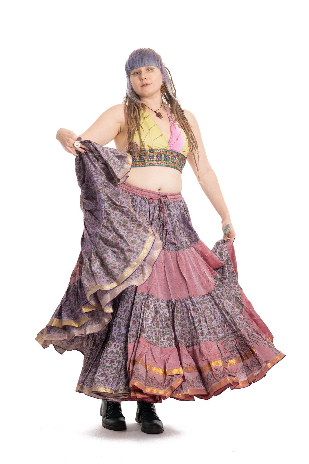 Long Upcycled Belly Dance Ats Skirt