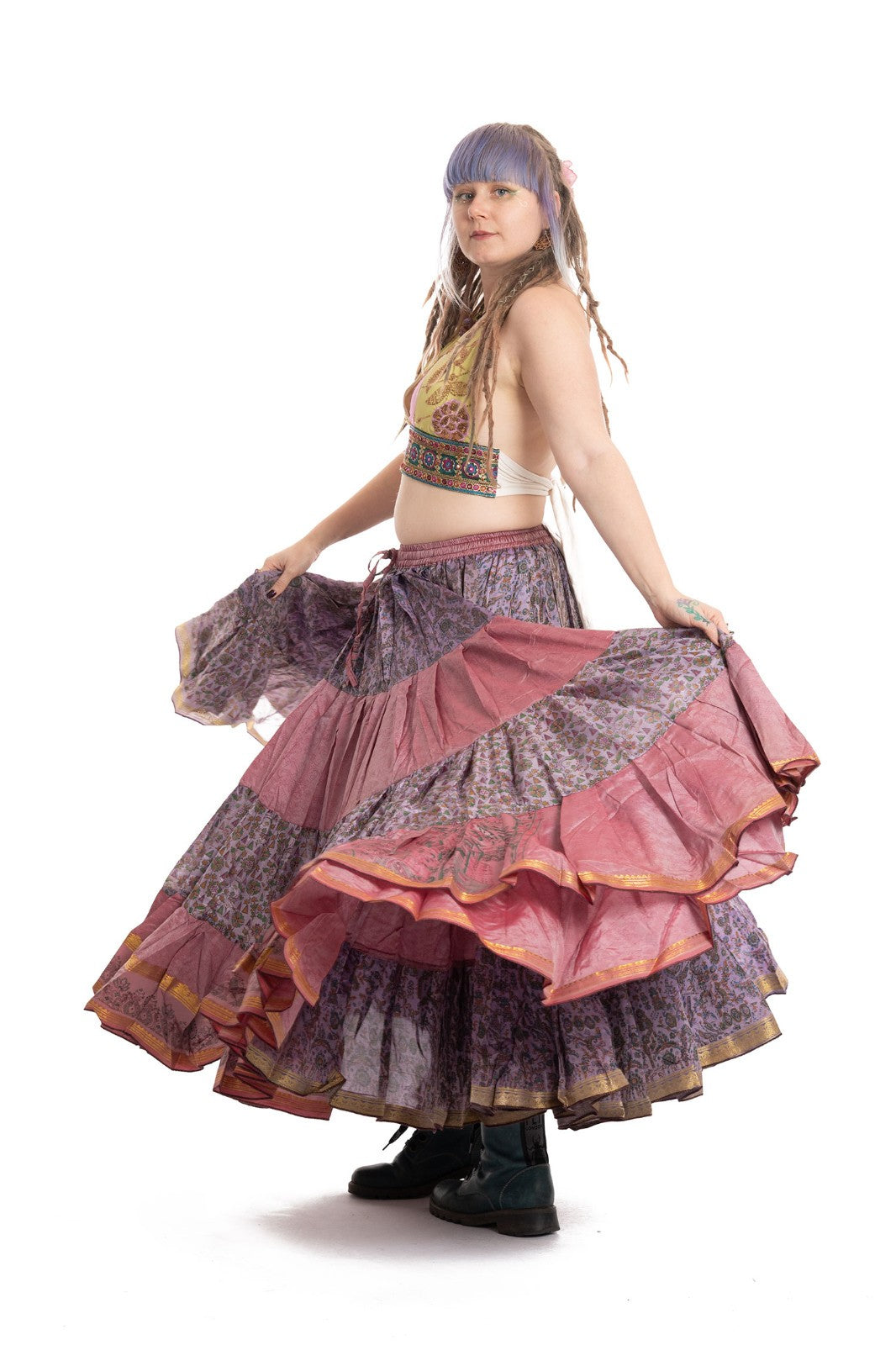 Long Upcycled Belly Dance Ats Skirt