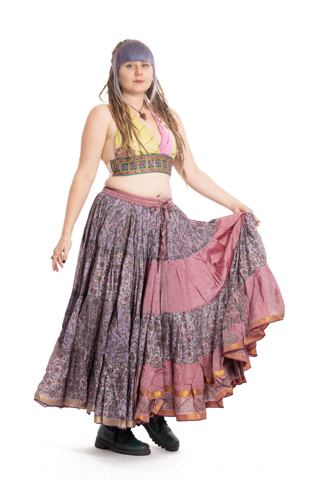 Long Upcycled Belly Dance Ats Skirt