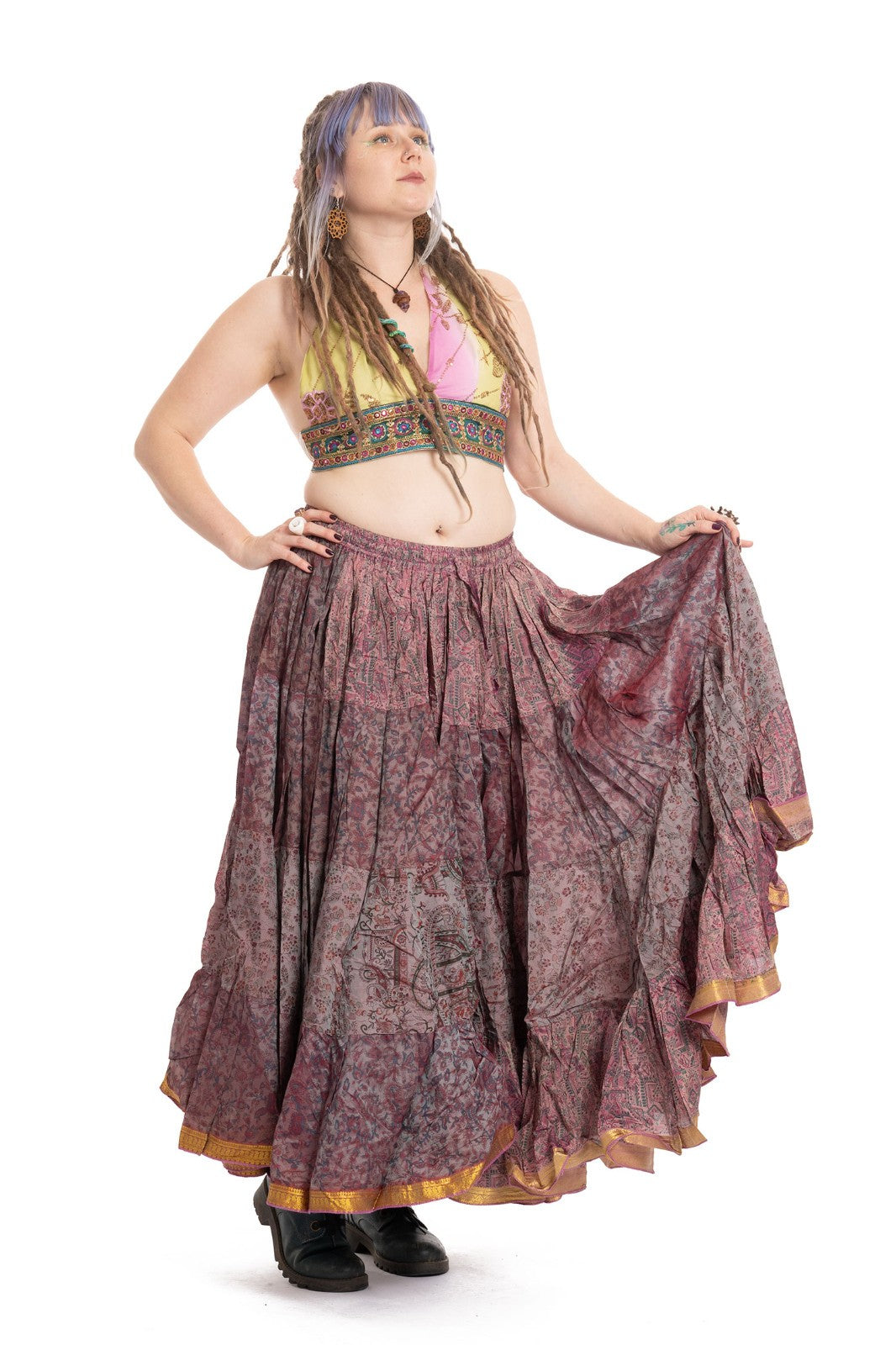Long Upcycled Belly Dance Ats Skirt