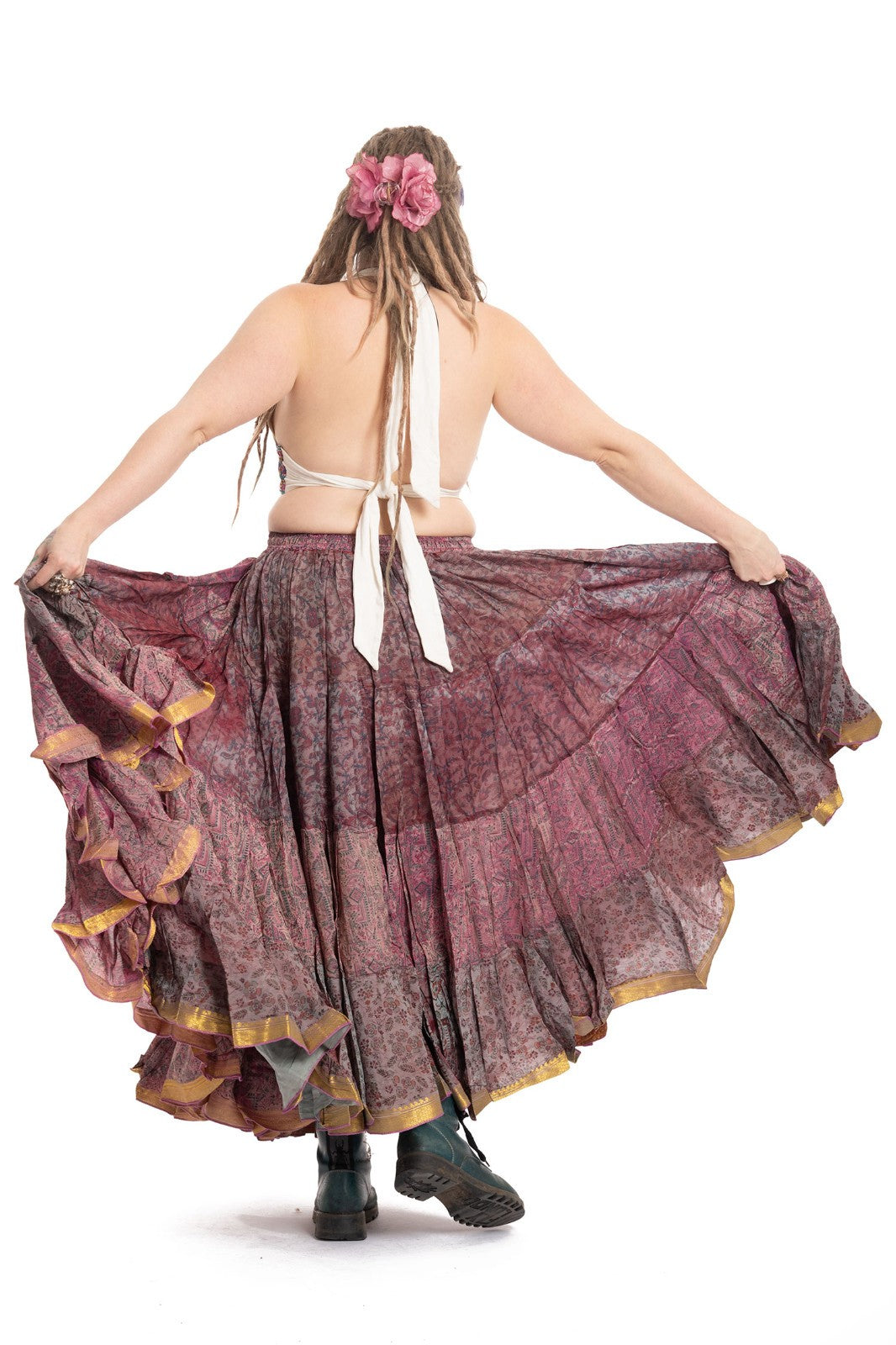 Long Upcycled Belly Dance Ats Skirt