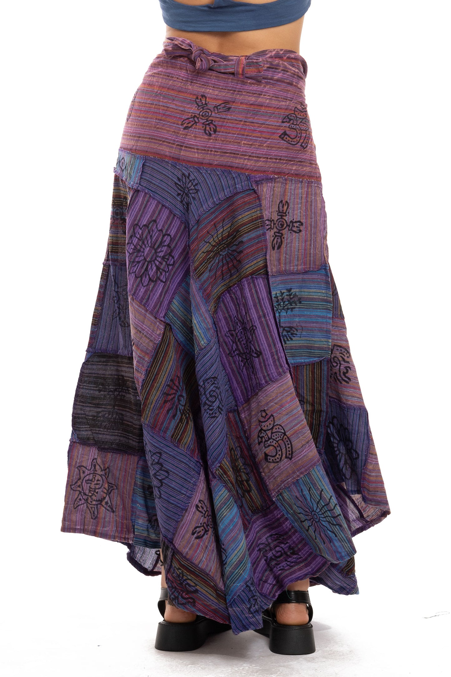 Long Earthy Patchwork Skirt