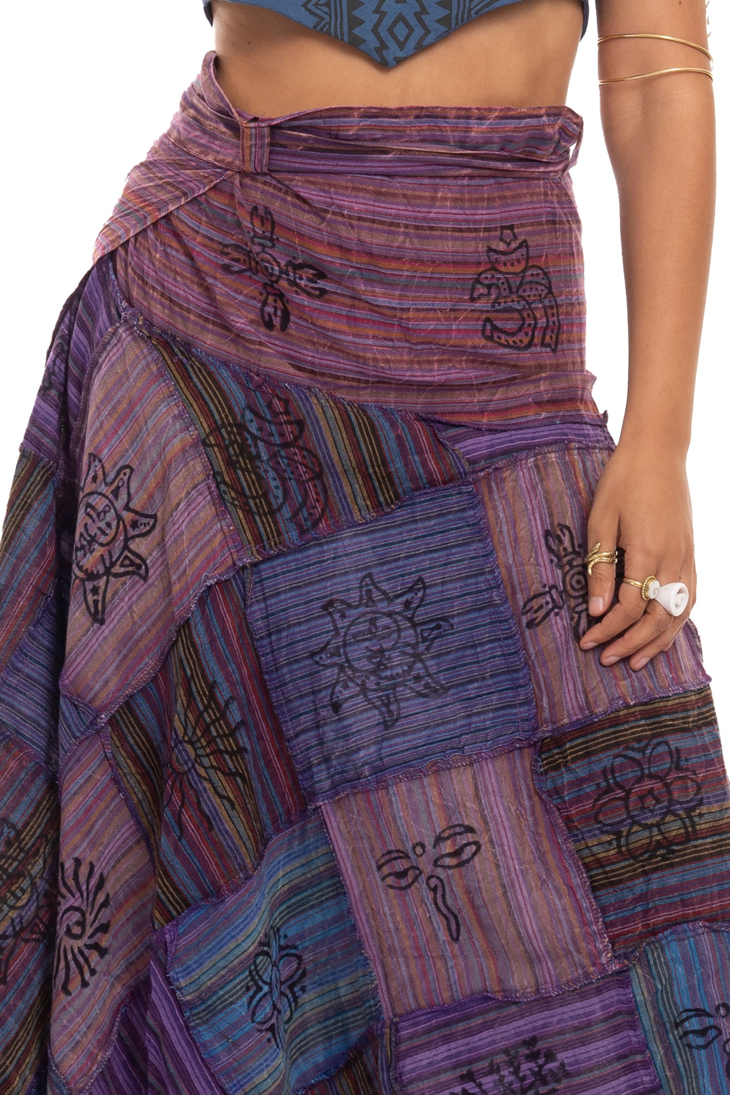 Long Earthy Patchwork Skirt
