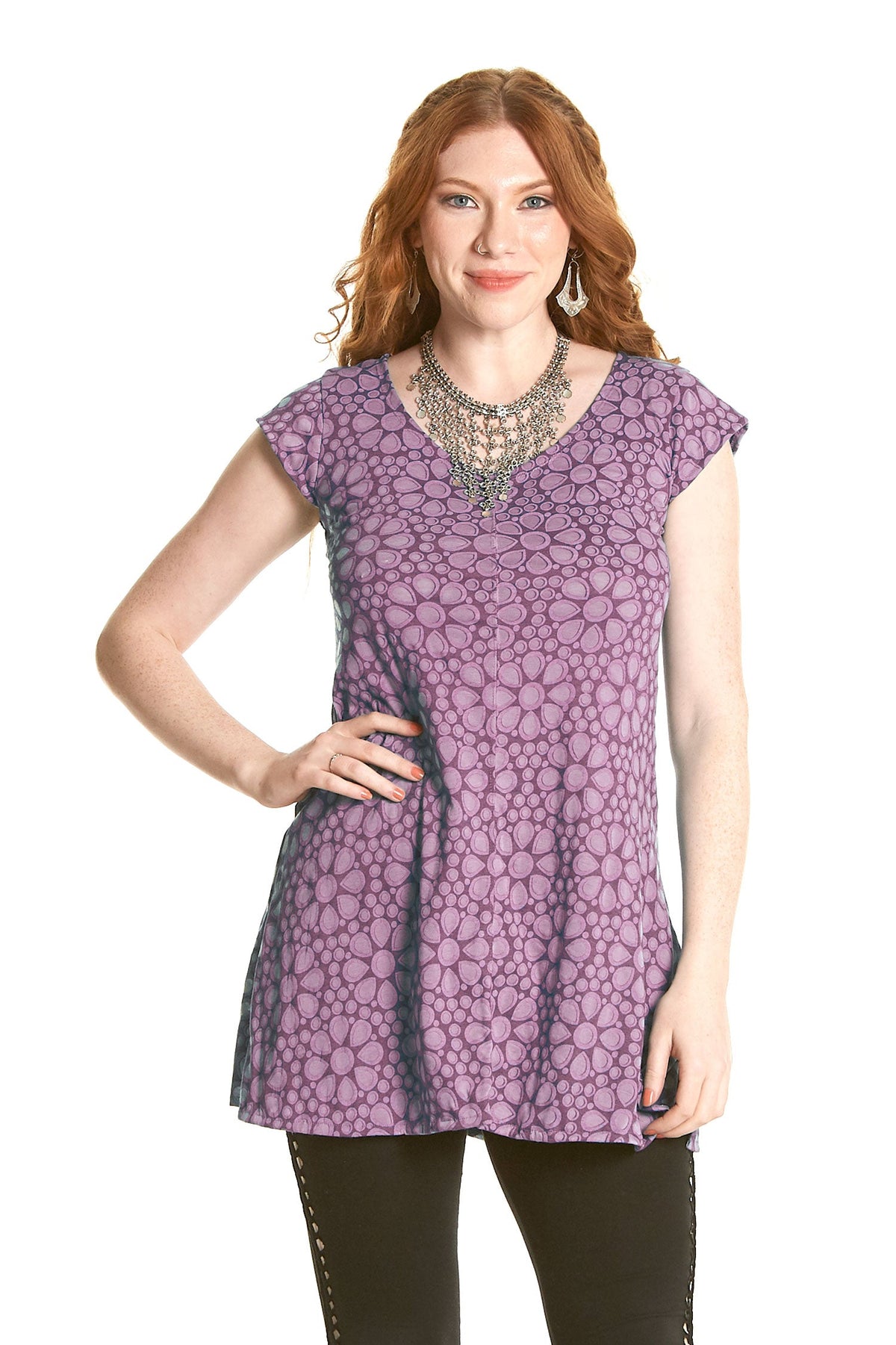 Lightweight Cotton Summer Dress in Purple — available in sizes S-M, M-L