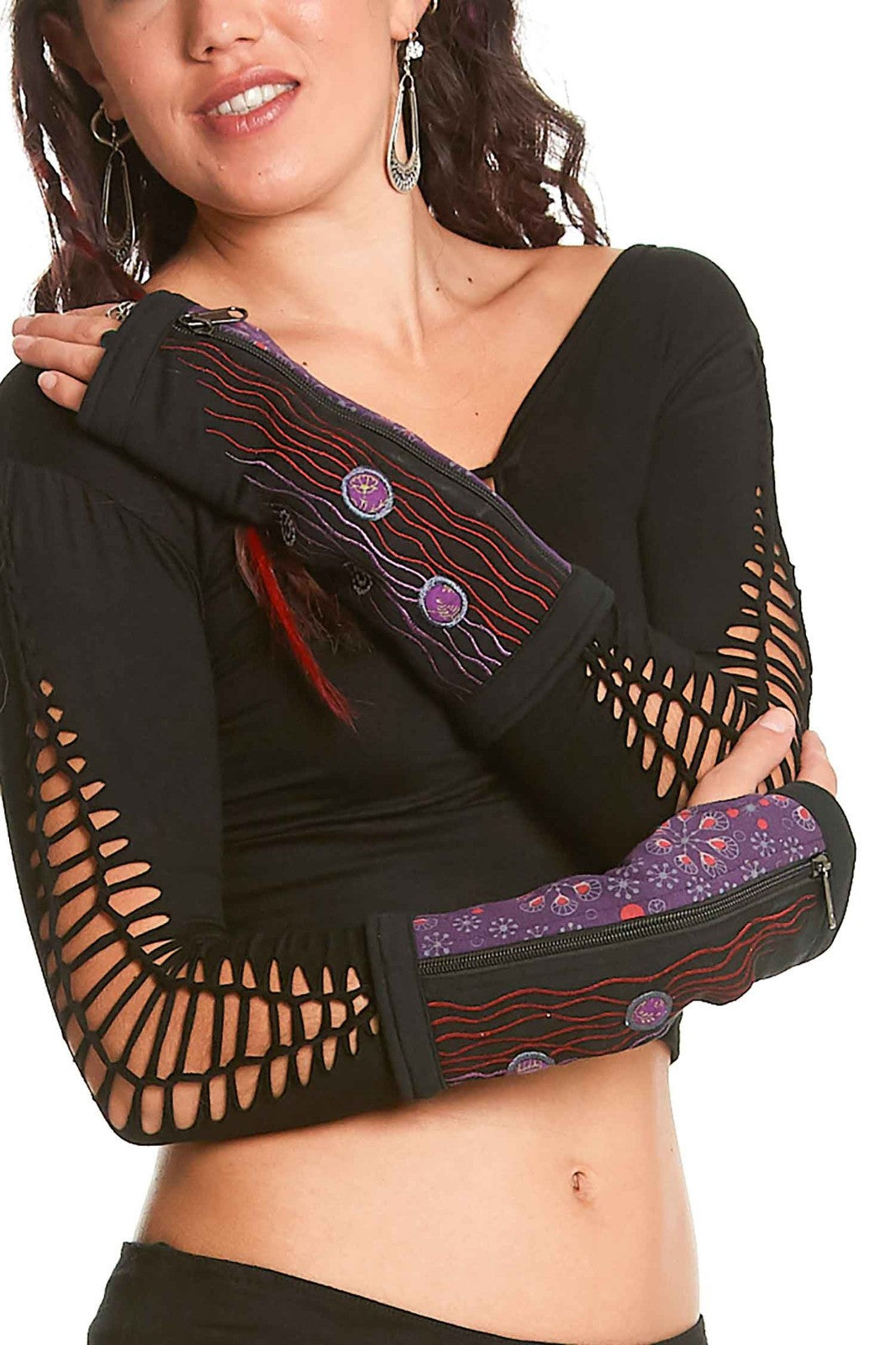 Hippy Armwarmers with Stash Zipper Pocket and Thumbholes
