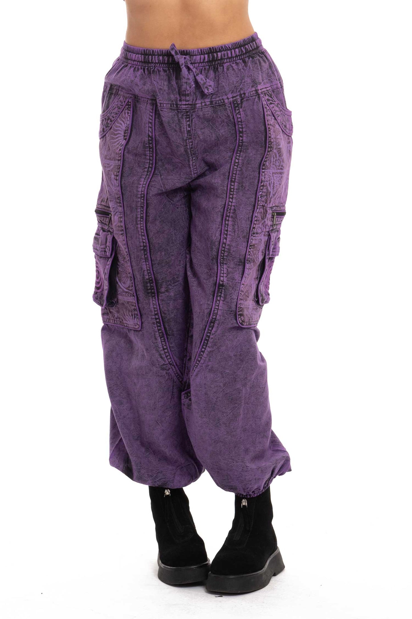 Stonewash Sun and Moon Print Trousers