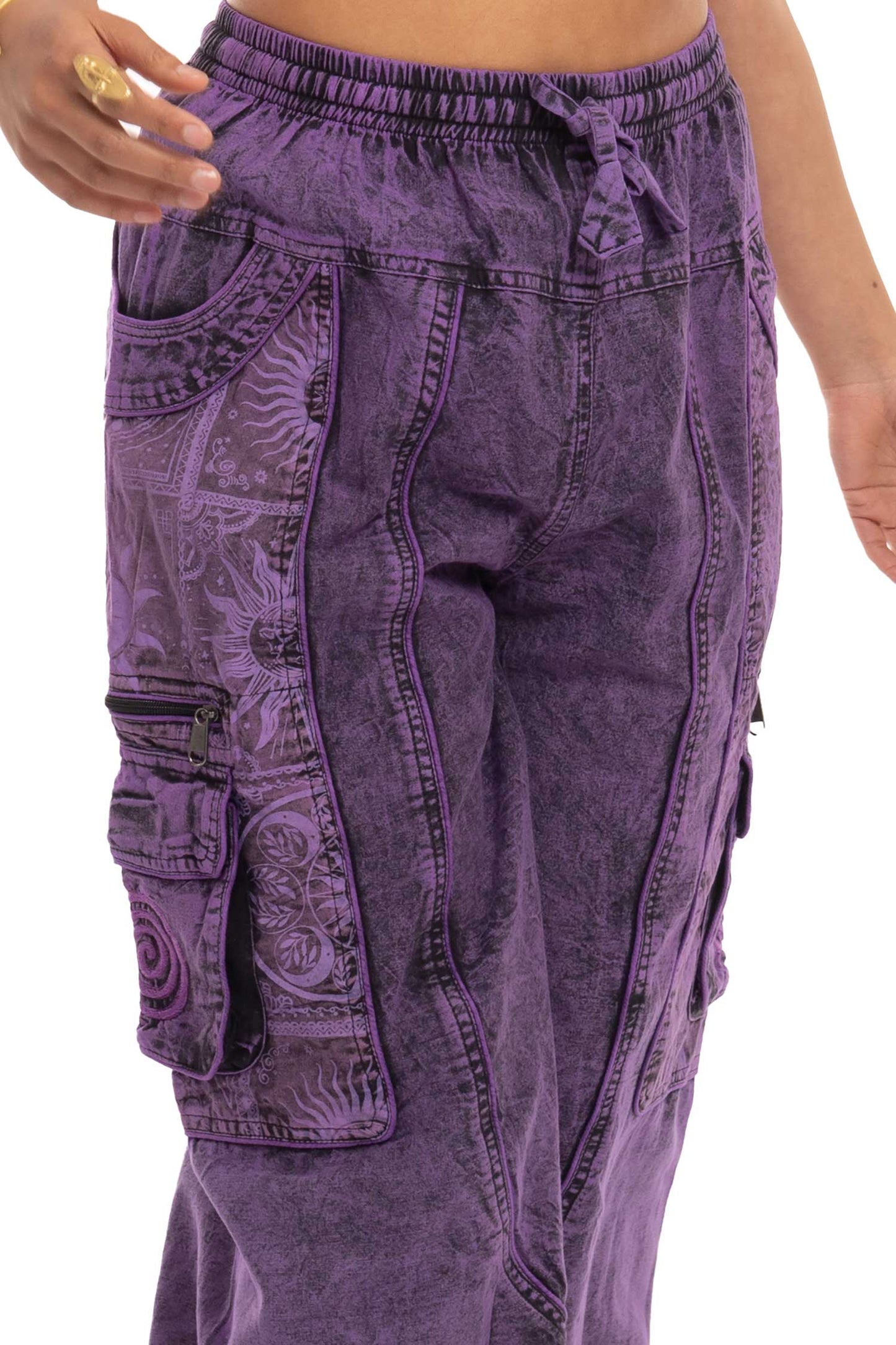 Stonewash Sun and Moon Print Trousers