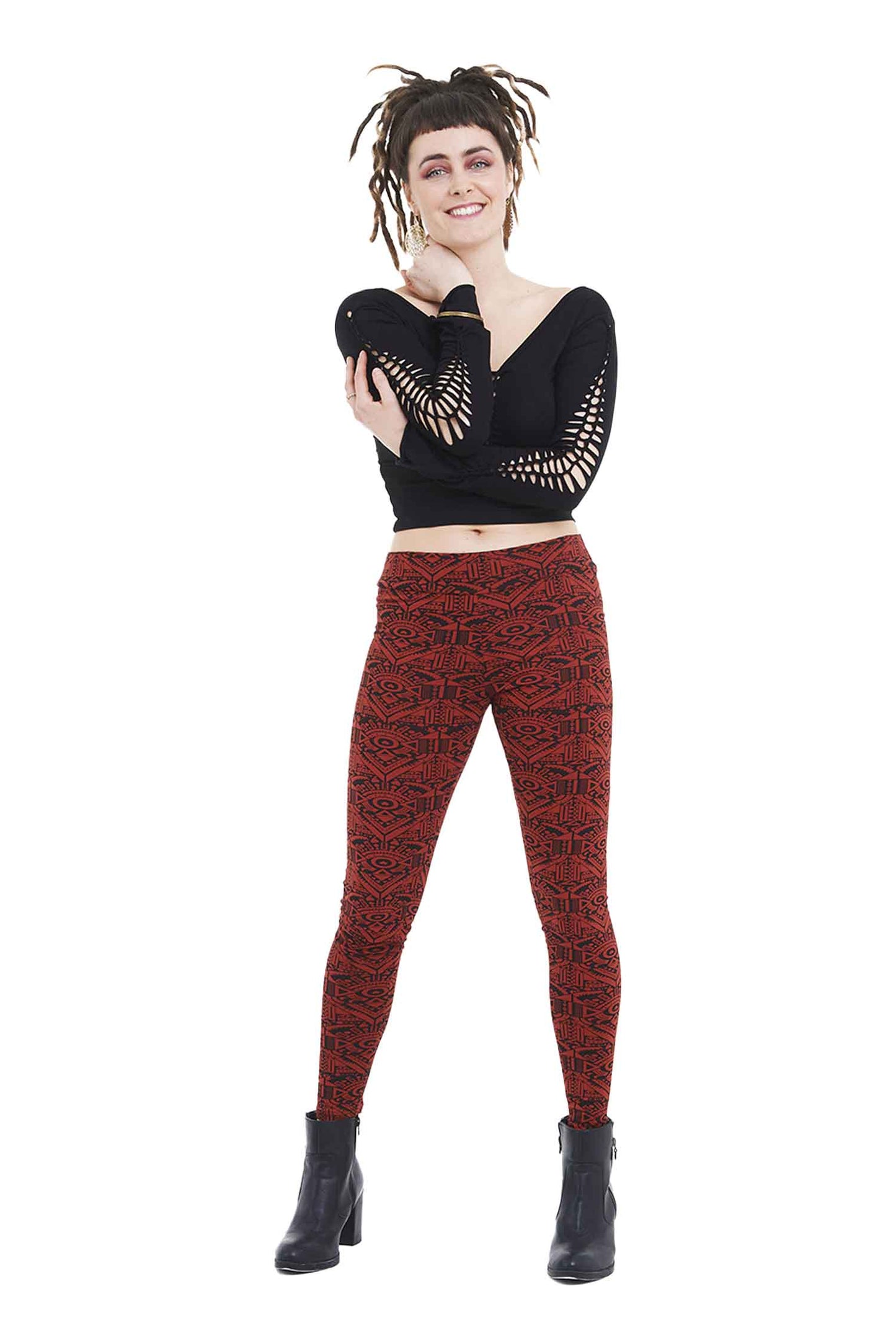 Geometric Psy Trance Leggings, Cotton Rich Tribal Boho Hippie Leggins