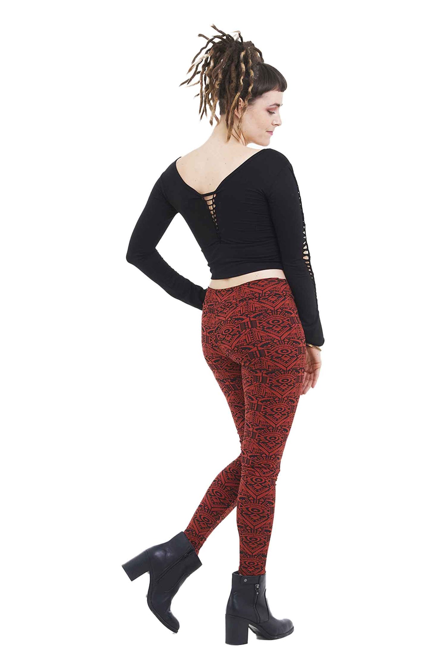 Geometric Psy Trance Leggings, Cotton Rich Tribal Boho Hippie Leggins