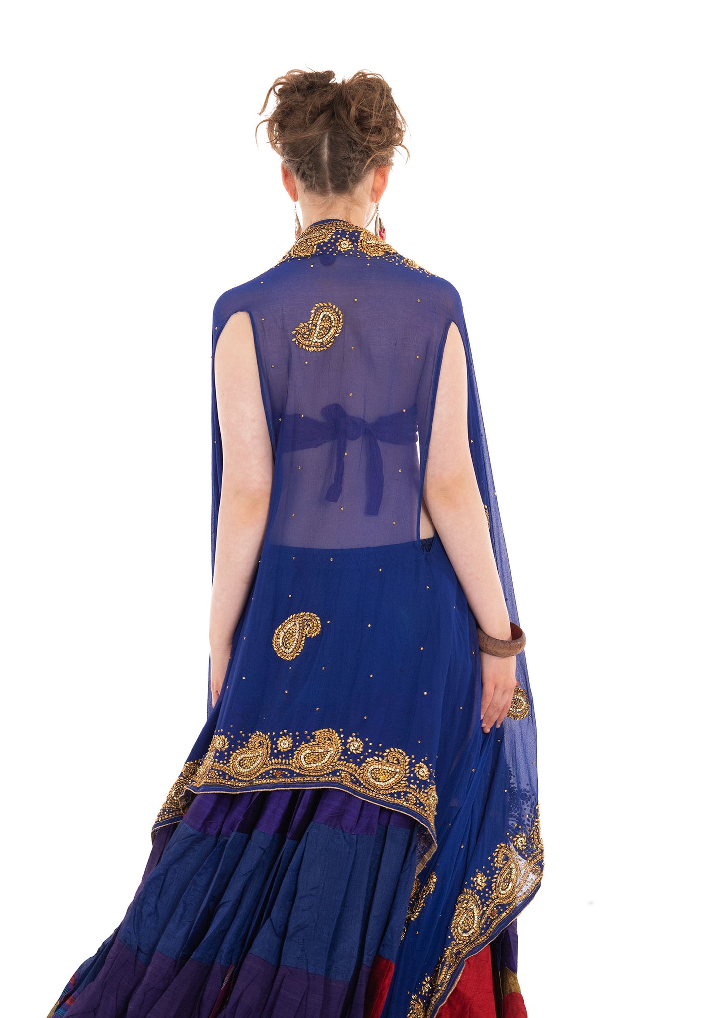 Floaty Sparkly Sheer Sequin Cardigan in Royal Blue