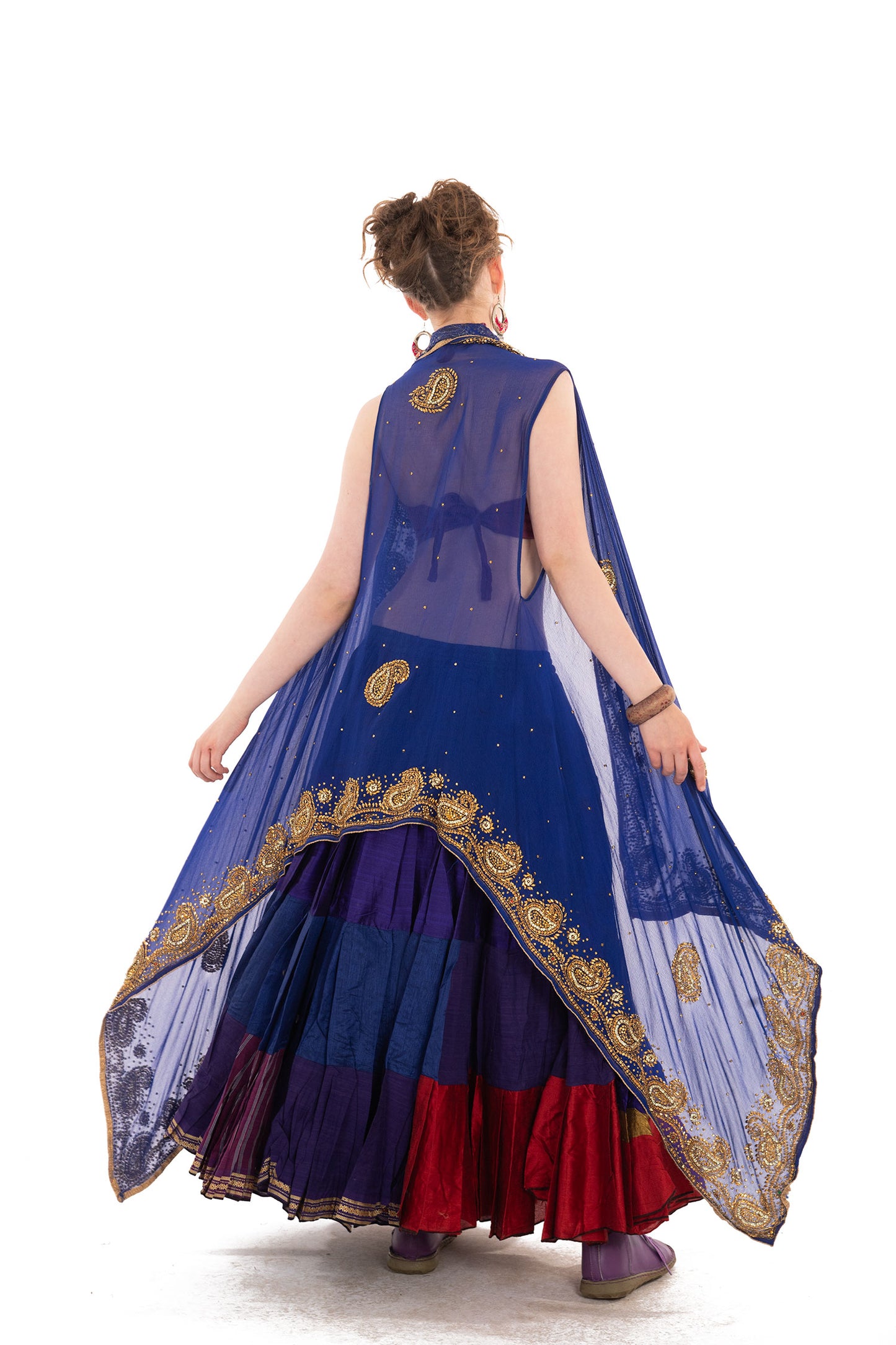 Floaty Sparkly Sheer Sequin Cardigan in Royal Blue