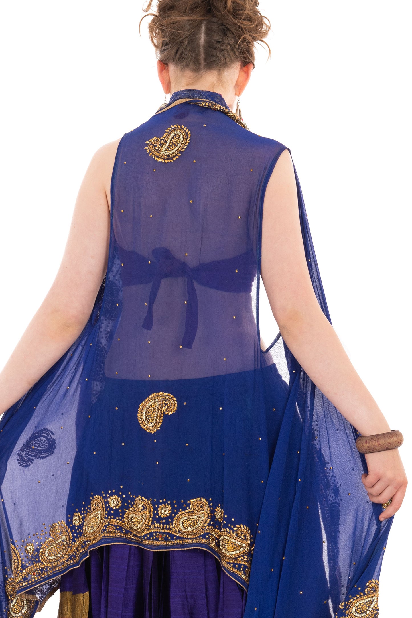 Floaty Sparkly Sheer Sequin Cardigan in Royal Blue
