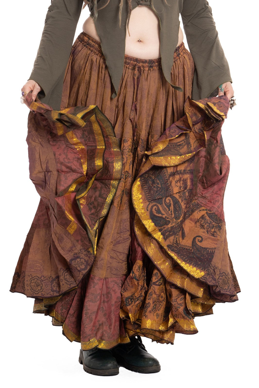 Long Upcycled Belly Dance Ats Skirt
