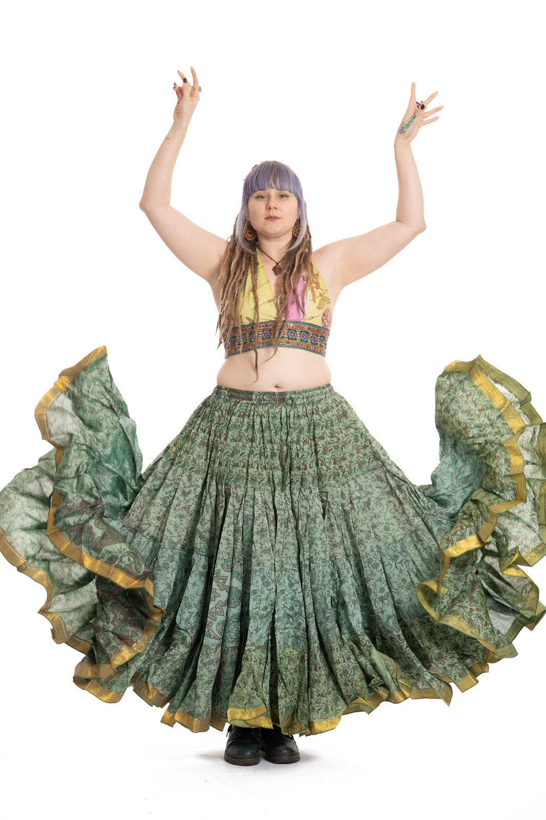 Long Upcycled Belly Dance Ats Skirt