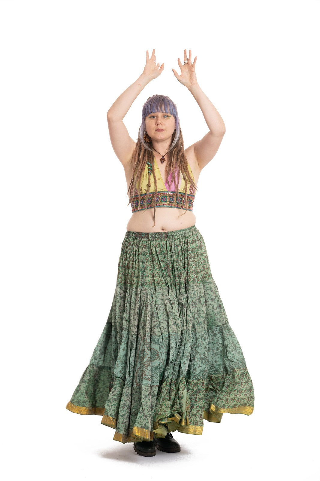 Long Upcycled Belly Dance Ats Skirt
