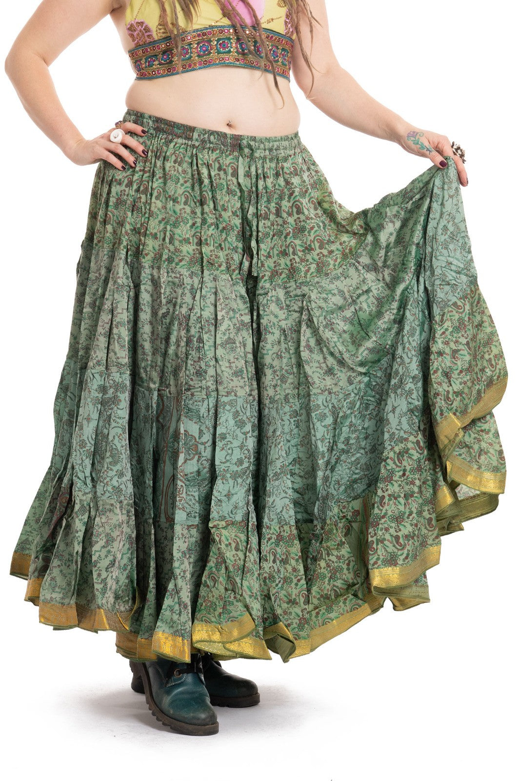 Long Upcycled Belly Dance Ats Skirt