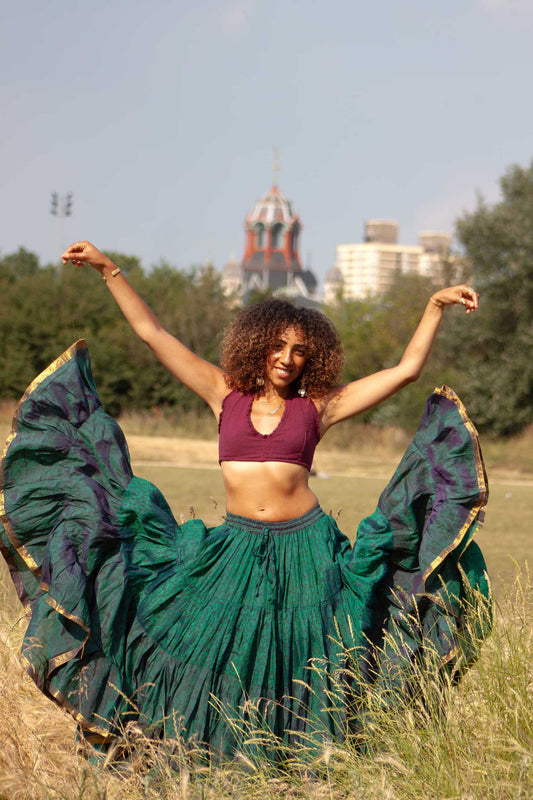 Long Upcycled Belly Dance Ats Skirt