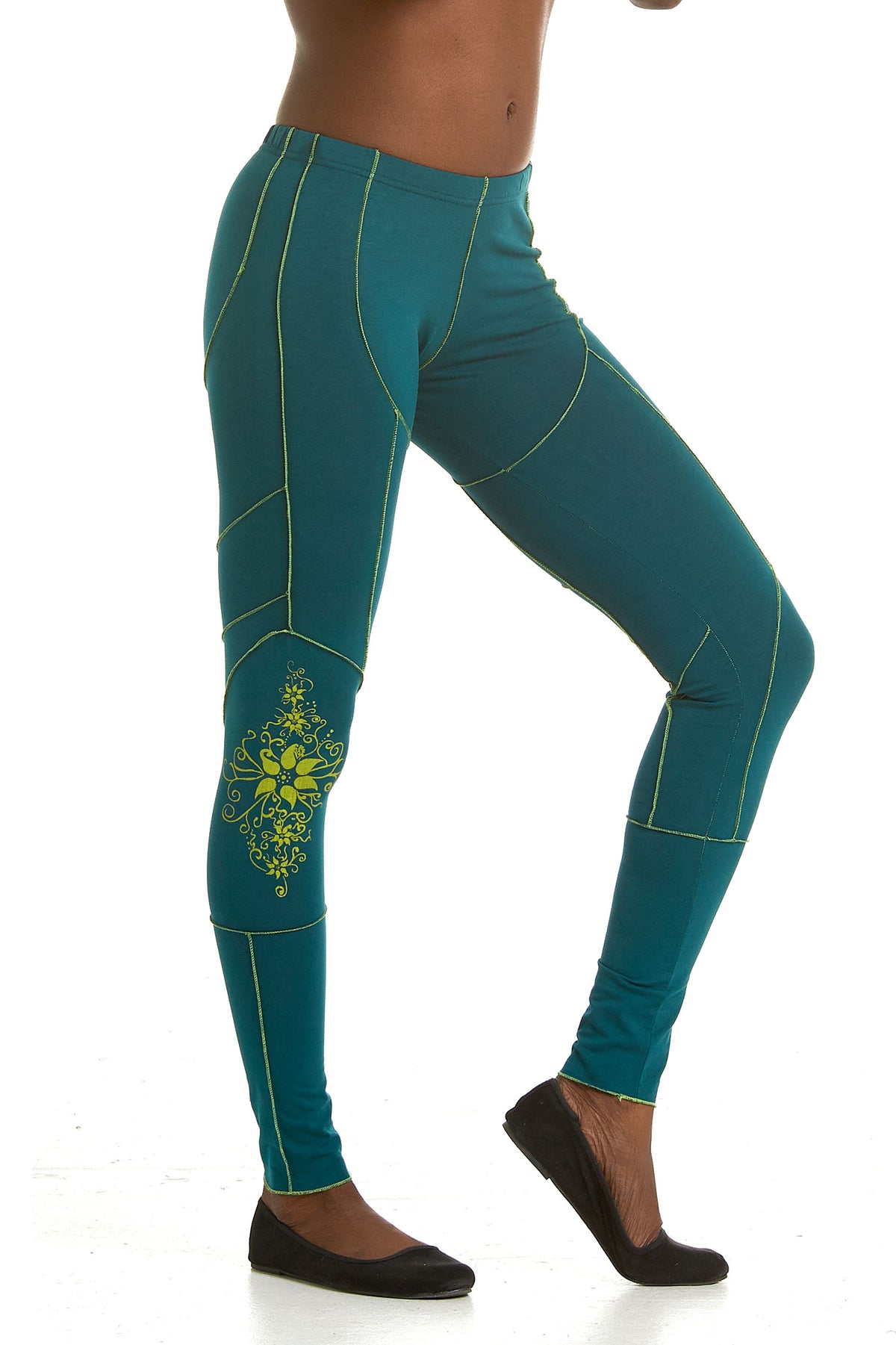 Pixie Leaf Leggings with Neon Overlock