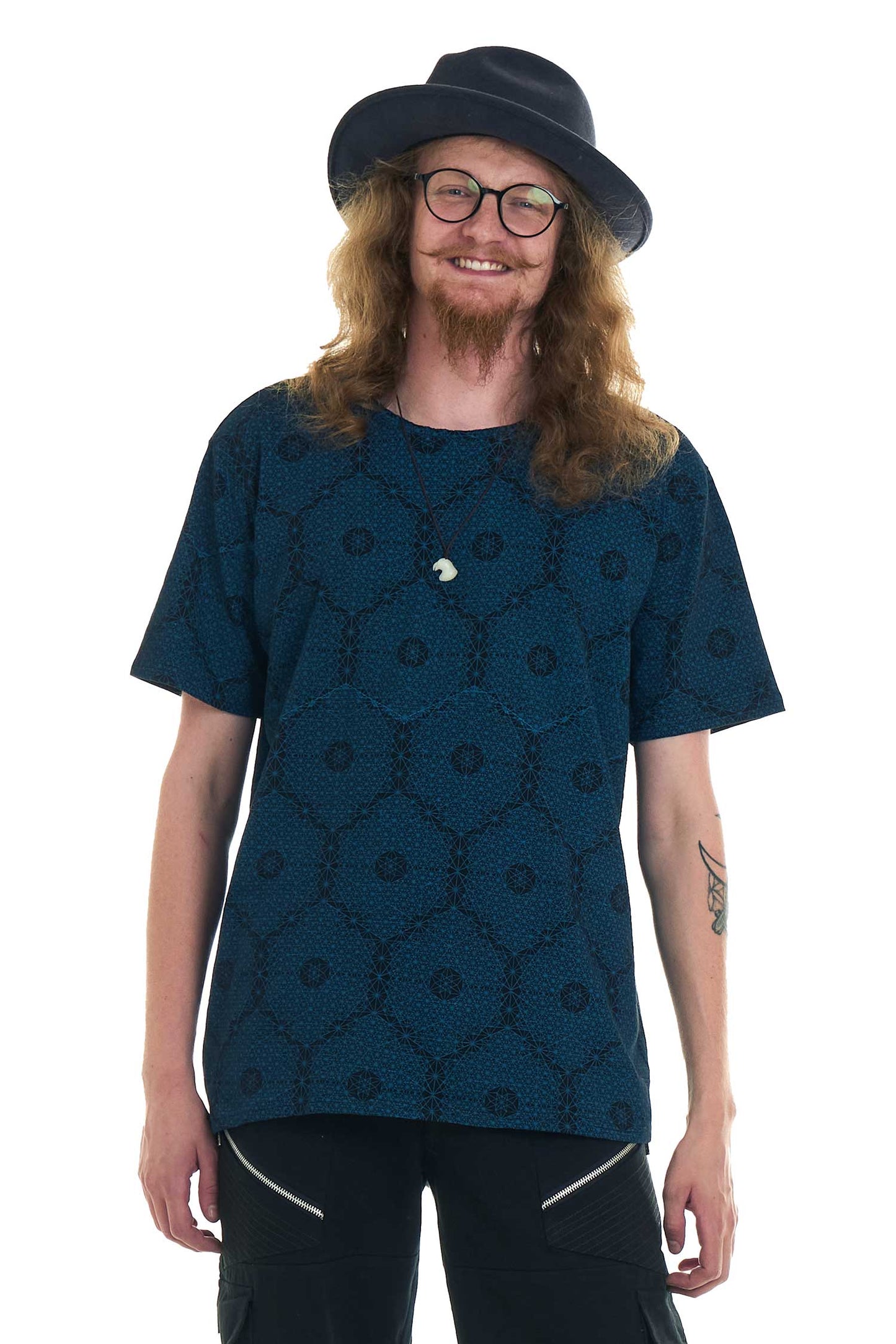 Mens Geometric Tee Shirt, Shipibo Ayahuasca Teeshirt - Geo Tee (ROKGET) by Altshop UK
