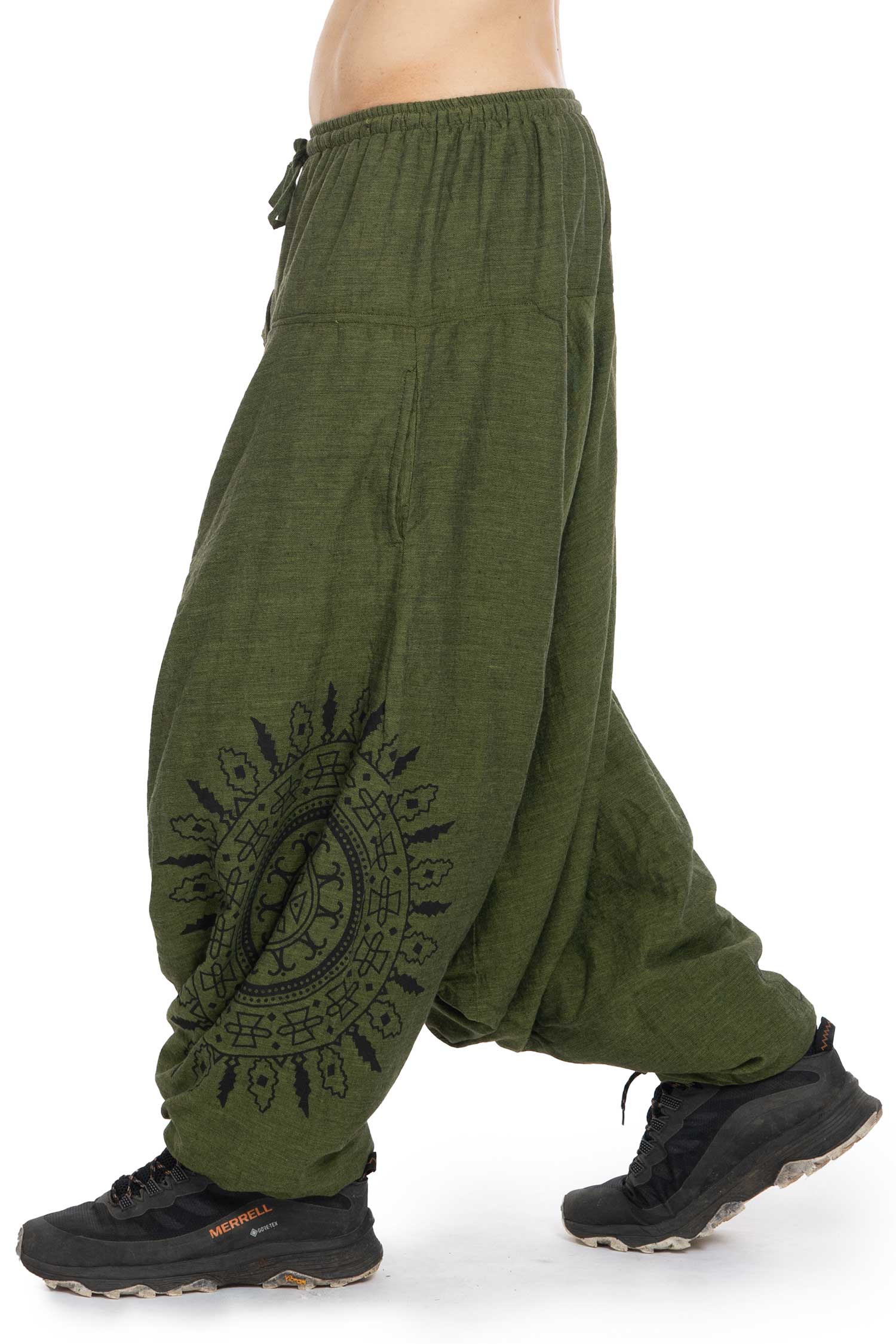 The Veshti Company Men's Premium Loose Baggy Bohemian Yoga Harem Pants  (Green Grains)