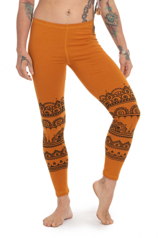 Mandala Print Leggings in Orange - Mandala Leggings (ROKMNLG) by Altshop UK