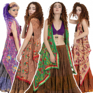 Embroidered Boho Upcycled Sari Sleeveless Hi Low Cardigan - Dupatta Cardigan (SDDUPJ) by Altshop UK