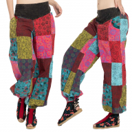 Bright Colours Patterned Patchwork Trousers - Stone Patch Trousers (WTR5349) by Altshop UK