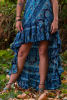 Floaty Bohemian High Low Dress in Blue Arabesque - Daisy Dress (MENDAIS) by Altshop UK