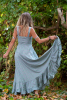 Long Full Boho Maxi Dress in Aqua Flowers - Narnia Dress (MENDSS) by Altshop UK