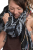 Oversized Tribal Hippy Blanket Scarf in Grey - Ikat Shawl (ROKIKA) by Altshop UK