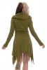 Pixie Witch Cowl Neck Hooded Long Sleeve Dress in Green - Angel Dress (WDR5077) By Altshop UK