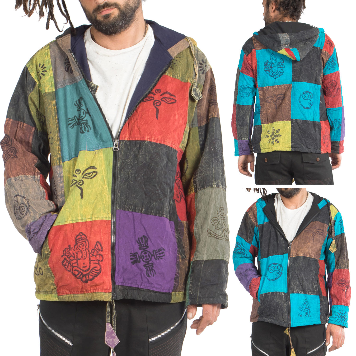 Mens Hippy Jacket, Patchwork Hippie Jacket | Altshop UK
