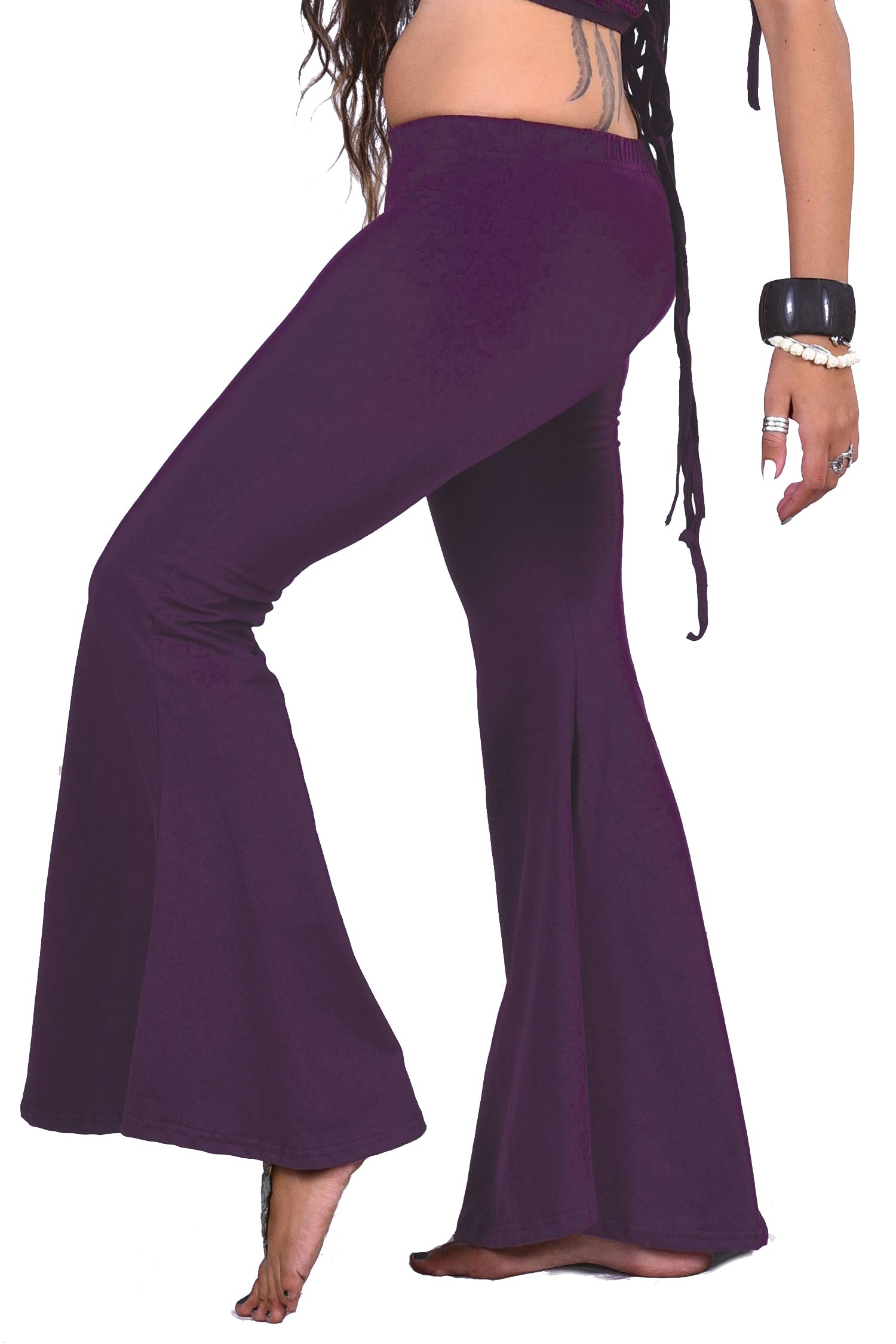 Bell Bottoms Boho Trousers, Yoga Stretch Flare Pants