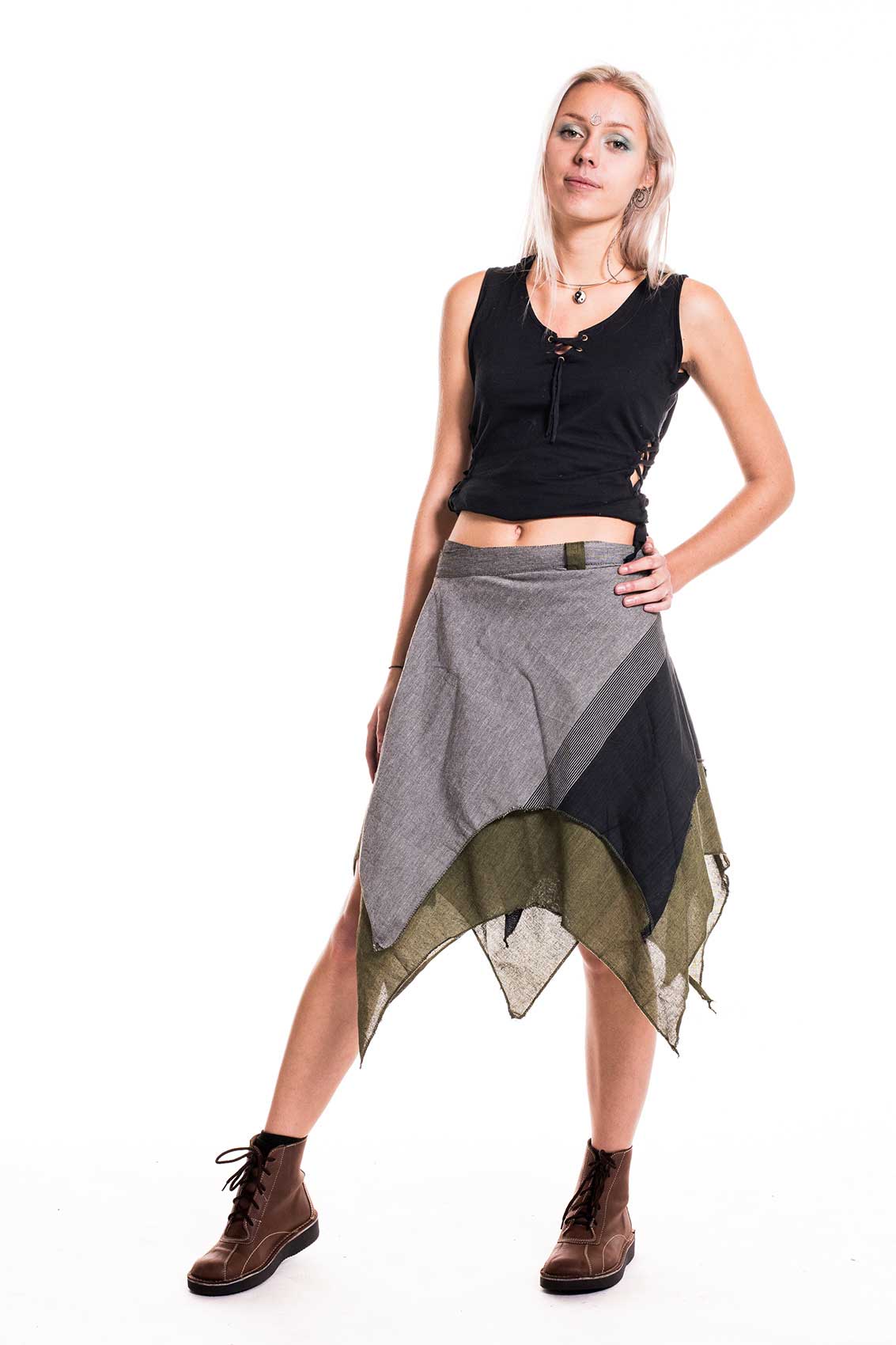 Boho Pixie Skirt, pointed hem wraparound skirt | Altshop UK