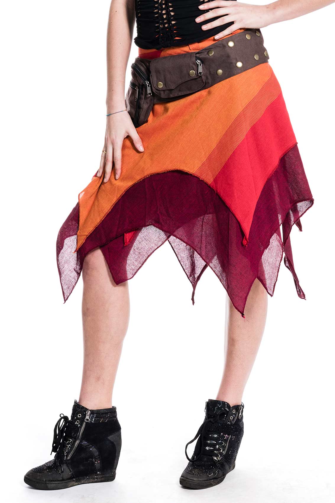 Boho Pixie Skirt, pointed hem wraparound skirt | Altshop UK