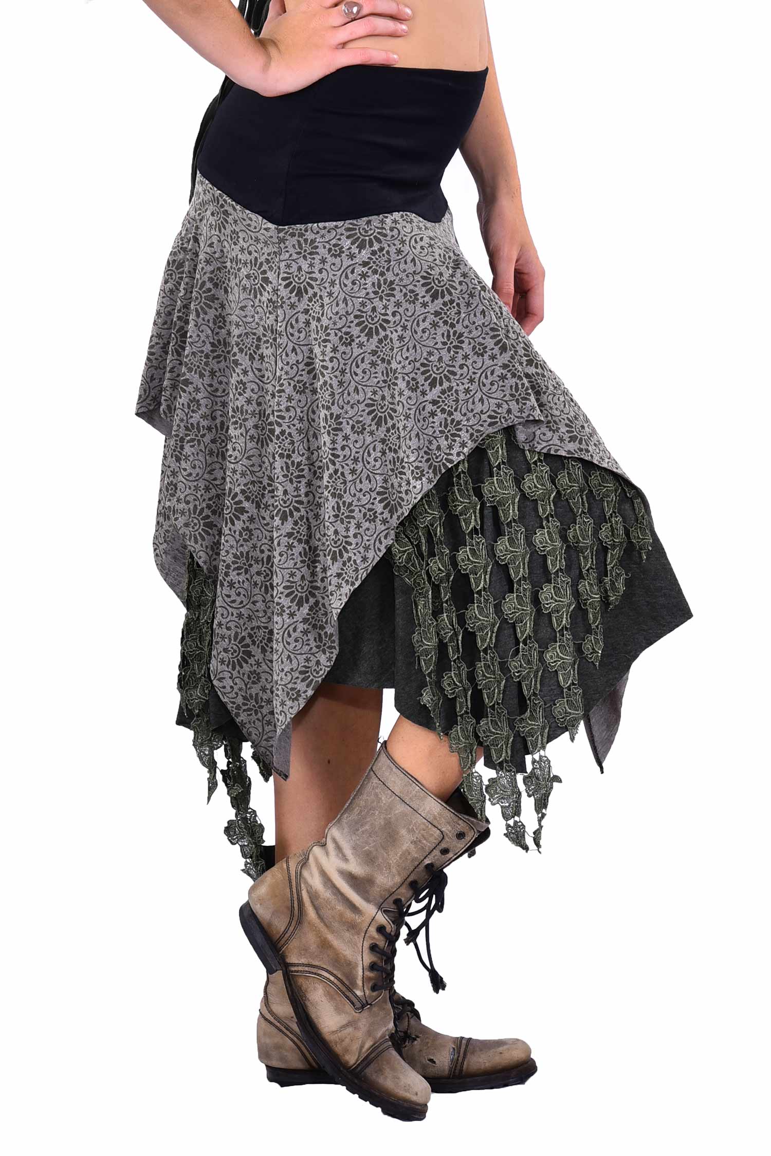 Pagan Wiccan Hippy Goddess Lace Layered Skirt | Altshop UK