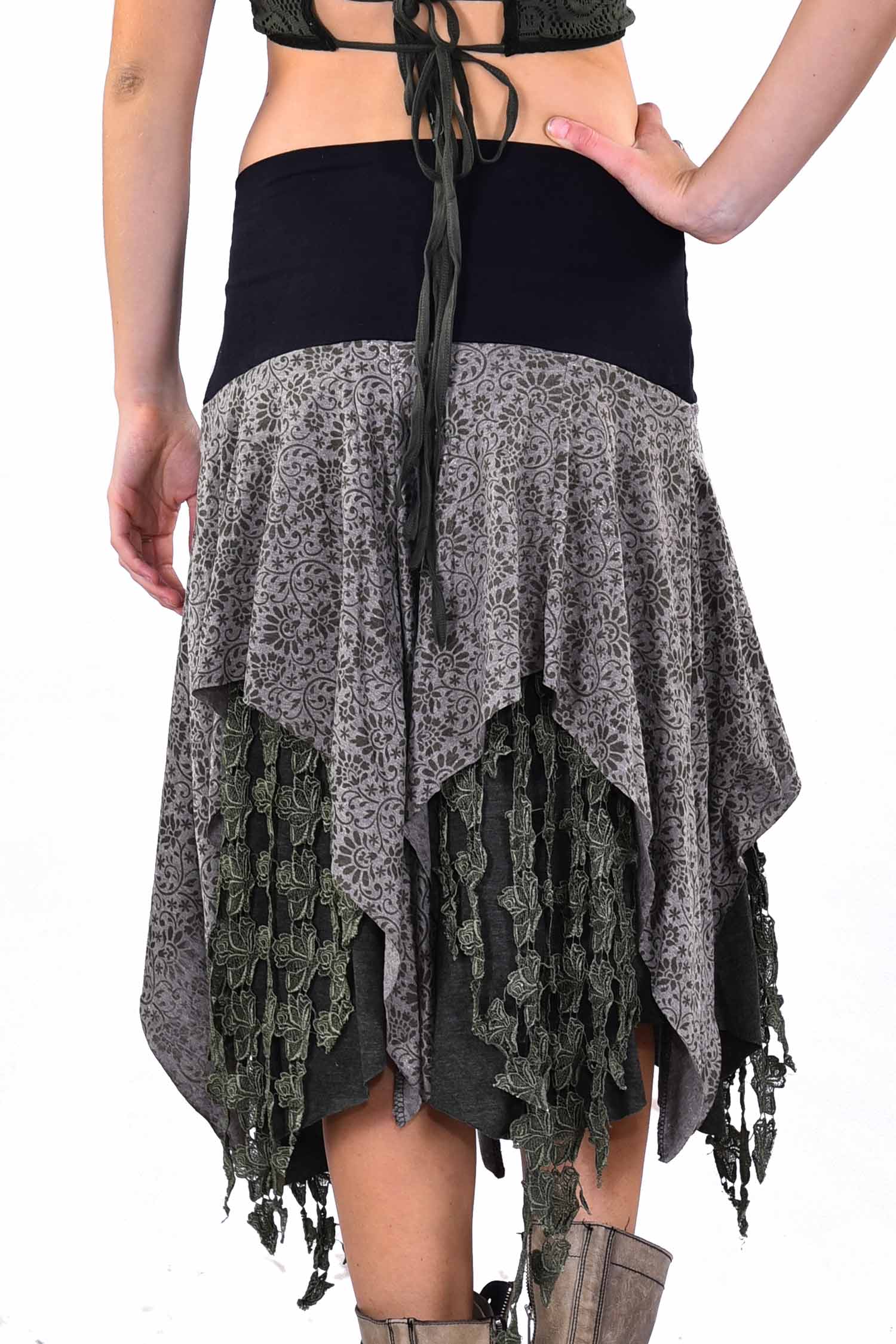Pagan Wiccan Hippy Goddess Lace Layered Skirt | Altshop UK