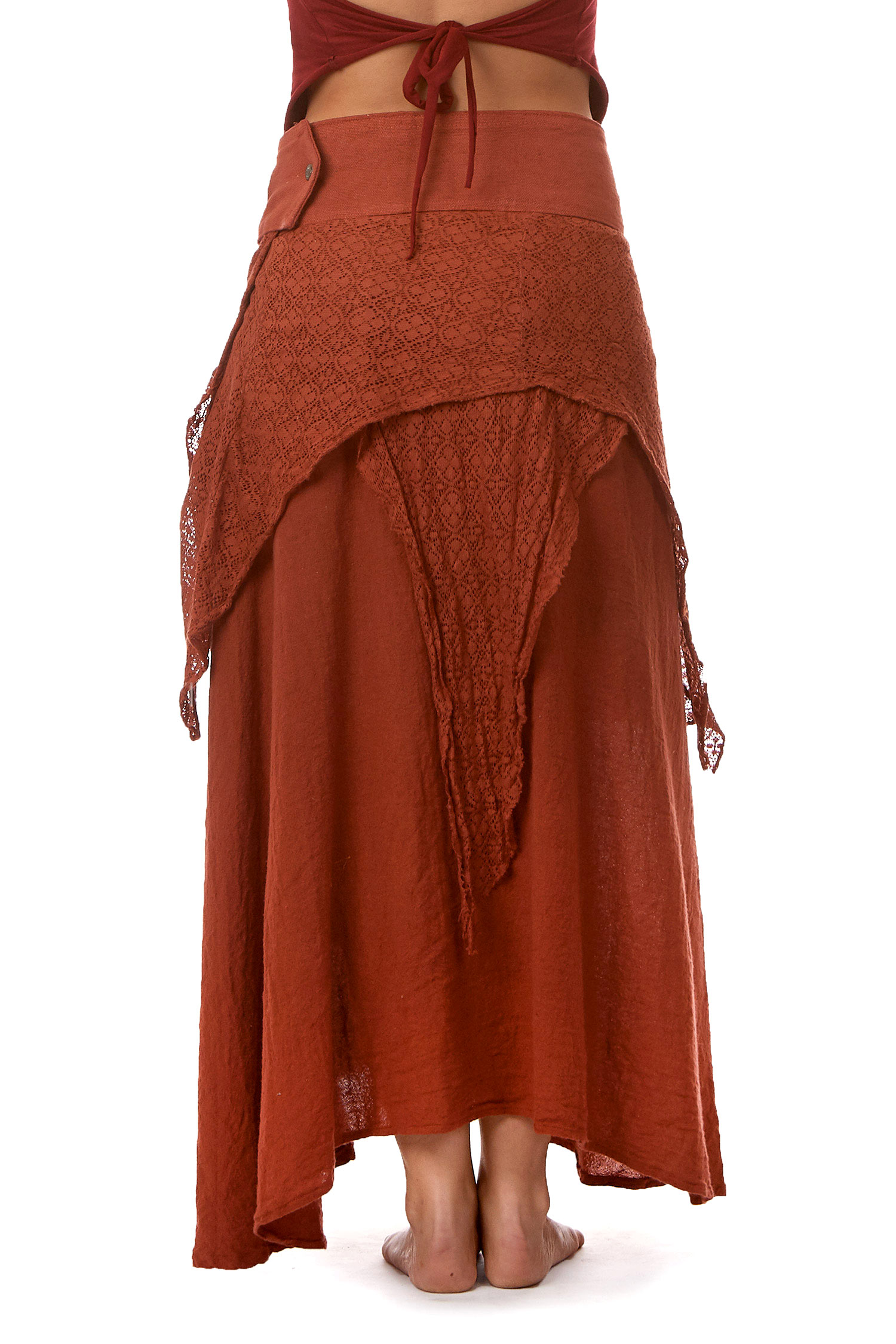 Jute and Lace Long Layered Goa Skirt | Altshop UK